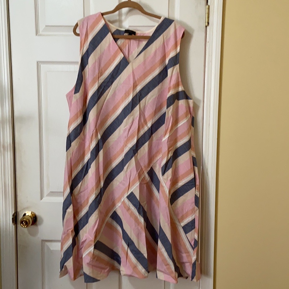 Striped V-Neck Swing Dress